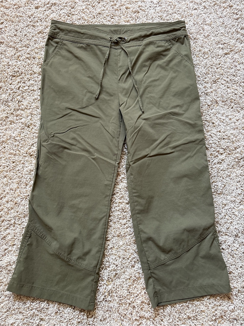 PrAna Hiking Capri Pants Olive Green Womens Size M Lightweight